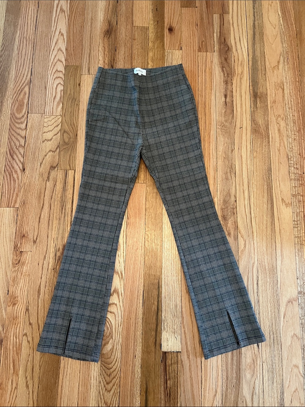 bohme Gray Plaid Skinny Jumpsuit Pants